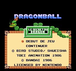 Dragon Power (NES) screenshot: Title screen (French version)