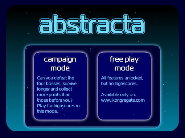 Abstracta (Browser) screenshot: Here is where you choose which game you want