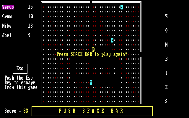 Space Battles (DOS) screenshot: Space Zombies - caught by a zombie!
