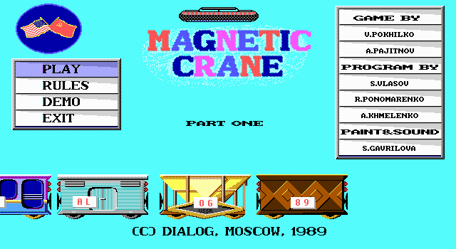 Magnetic Crane (DOS) screenshot: Title screen