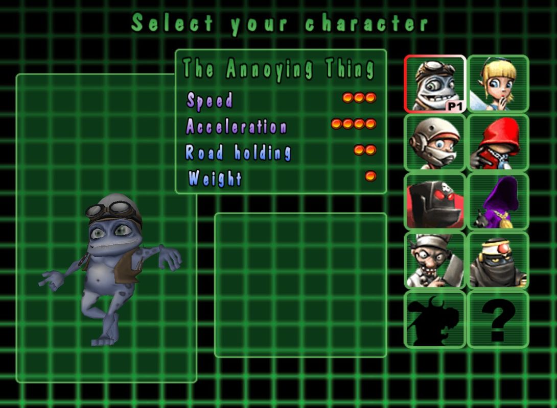 Crazy Frog Racer (Windows) screenshot: Player selection screen