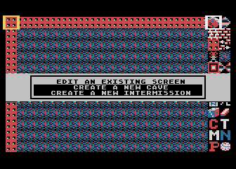 Boulder Dash: Construction Kit (Atari 8-bit) screenshot: The main menu