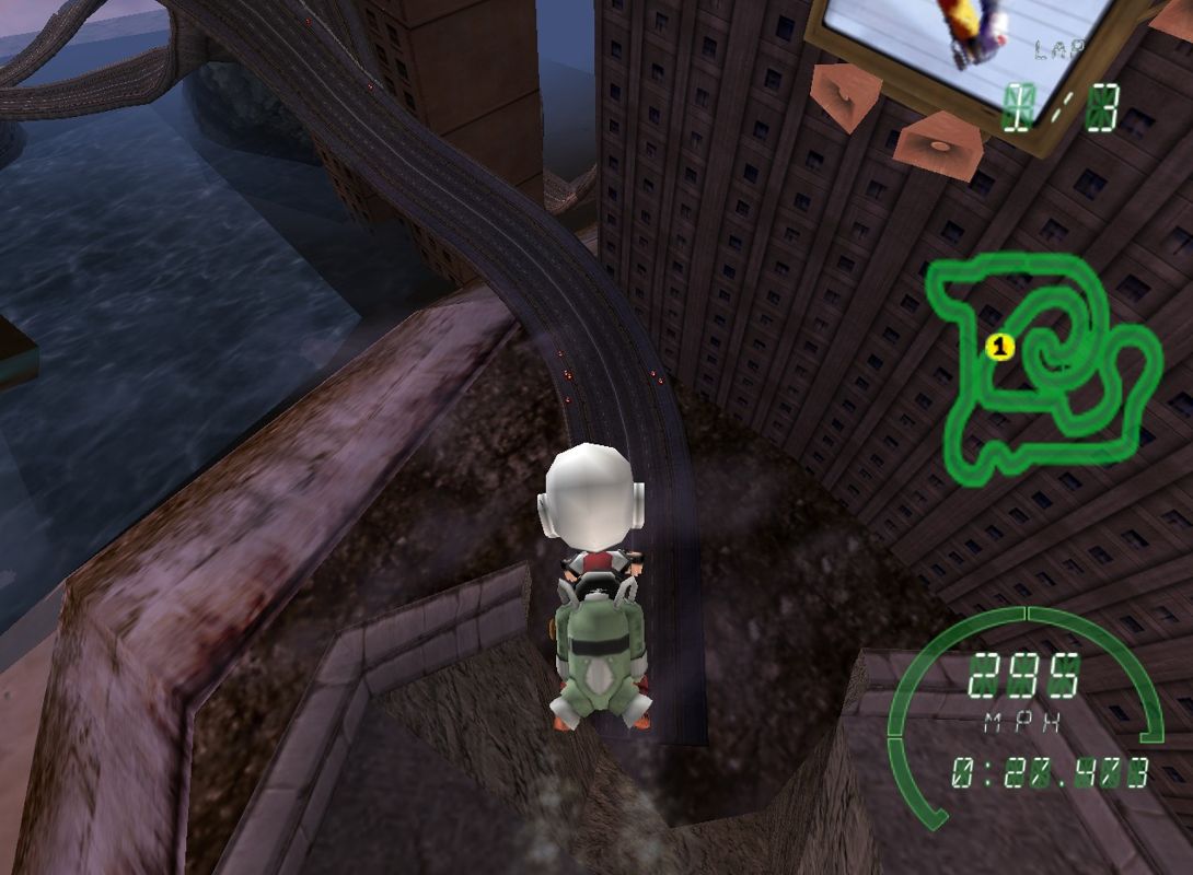 Crazy Frog Racer (Windows) screenshot: The game features several large jumps