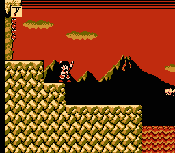 Whomp 'Em (NES) screenshot: The great outdoors of the fire test