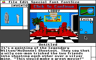 Déjà Vu II: Lost in Las Vegas (Apple IIgs) screenshot: Looking at a painting in the lobby.