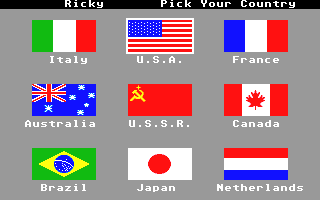 Winter Games (Apple IIgs) screenshot: Picky your country.