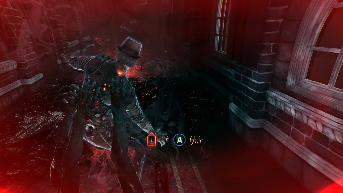 Murdered: Soul Suspect (Windows) screenshot: Follow quickly the instructions to scape the devils hands.
