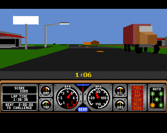Hard Drivin' (Amiga) screenshot: Racing