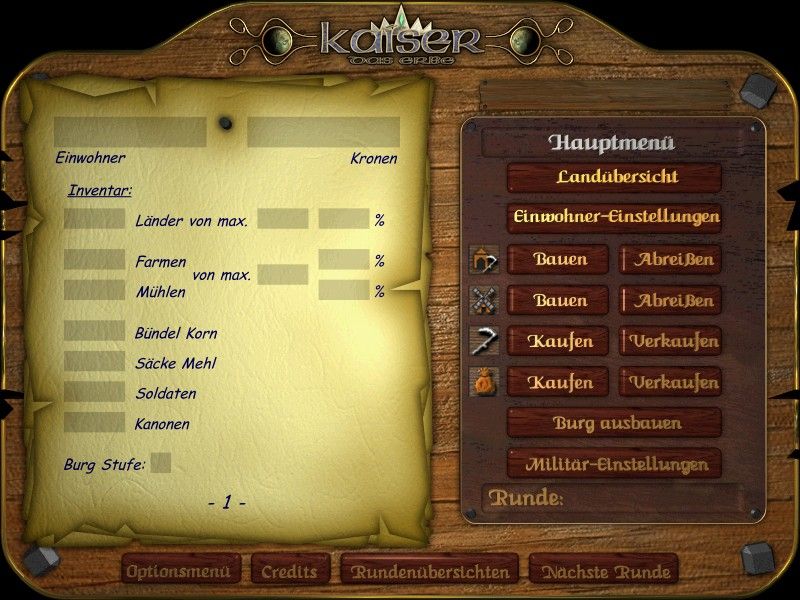 Kaiser: Das Erbe (Windows) screenshot: Game options