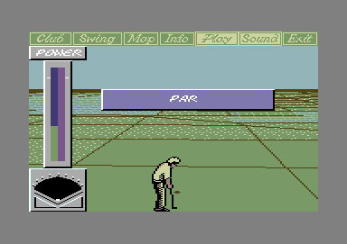 Greg Norman's Shark Attack! The Ultimate Golf Simulator (Commodore 64) screenshot: The hole ended up being on par.