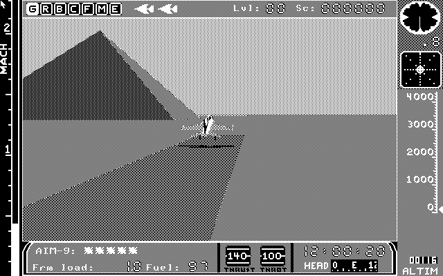 Jet (Atari ST) screenshot: (mono) F-16 taking off