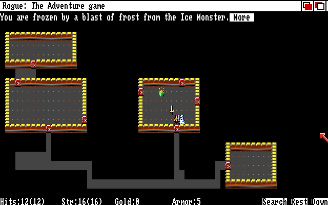 Rogue (Amiga) screenshot: Fight with an ice monster