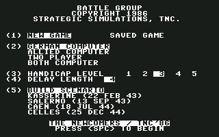 Battle Group (Commodore 64) screenshot: Title