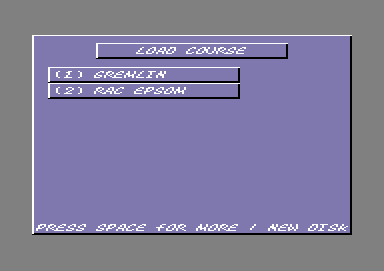 Greg Norman's Shark Attack! The Ultimate Golf Simulator (Commodore 64) screenshot: Choose your course.