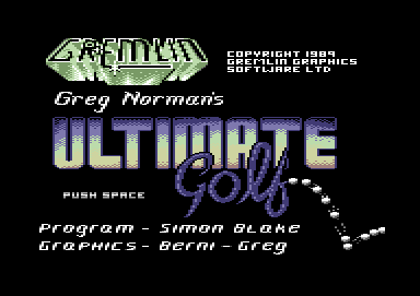 Greg Norman's Shark Attack! The Ultimate Golf Simulator (Commodore 64) screenshot: Title and credits