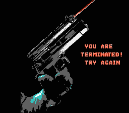 The Terminator (NES) screenshot: Game over