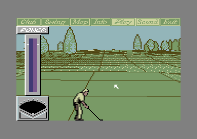 Greg Norman's Shark Attack! The Ultimate Golf Simulator (Commodore 64) screenshot: Ready to swing.