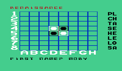 Renaissance (VIC-20) screenshot: Enter your name.