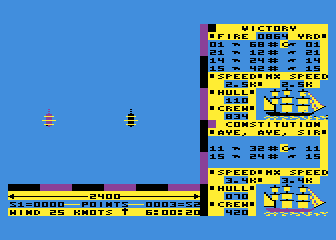 Broadsides (Atari 8-bit) screenshot: Start of the battle