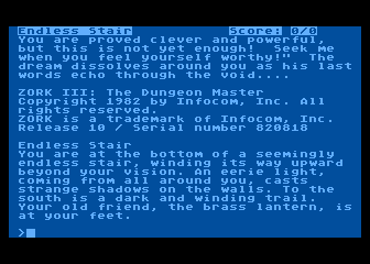 Zork III: The Dungeon Master (Atari 8-bit) screenshot: Starting location (release 10 (single-sided disk))