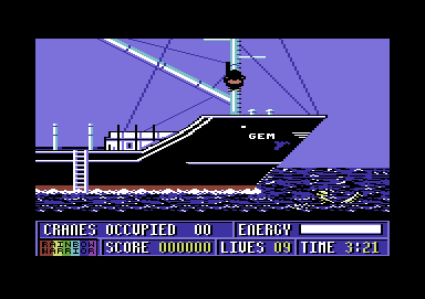 Rainbow Warrior (Commodore 64) screenshot: They've sunk me