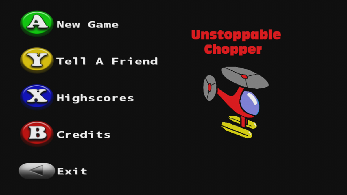 Unstoppable Chopper (Xbox 360) screenshot: Main menu (Trial version)
