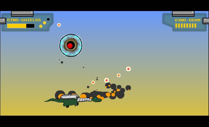 Robot Dinosaurs That Shoot Beams When They Roar (Browser) screenshot: The boss in its second form.