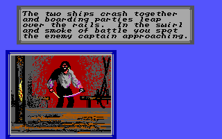 Sid Meier's Pirates! (PC Booter) screenshot: The enemy ship's captain is not happy with you.
