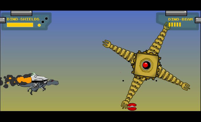 Robot Dinosaurs That Shoot Beams When They Roar (Browser) screenshot: Boss fight