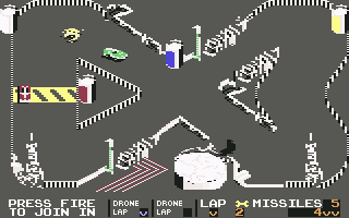 Badlands (Commodore 64) screenshot: Blue car blows up