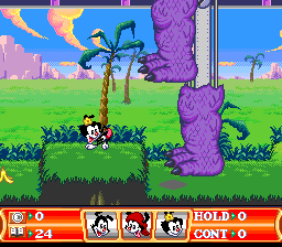 Animaniacs (SNES) screenshot: Be careful of those giant feet!