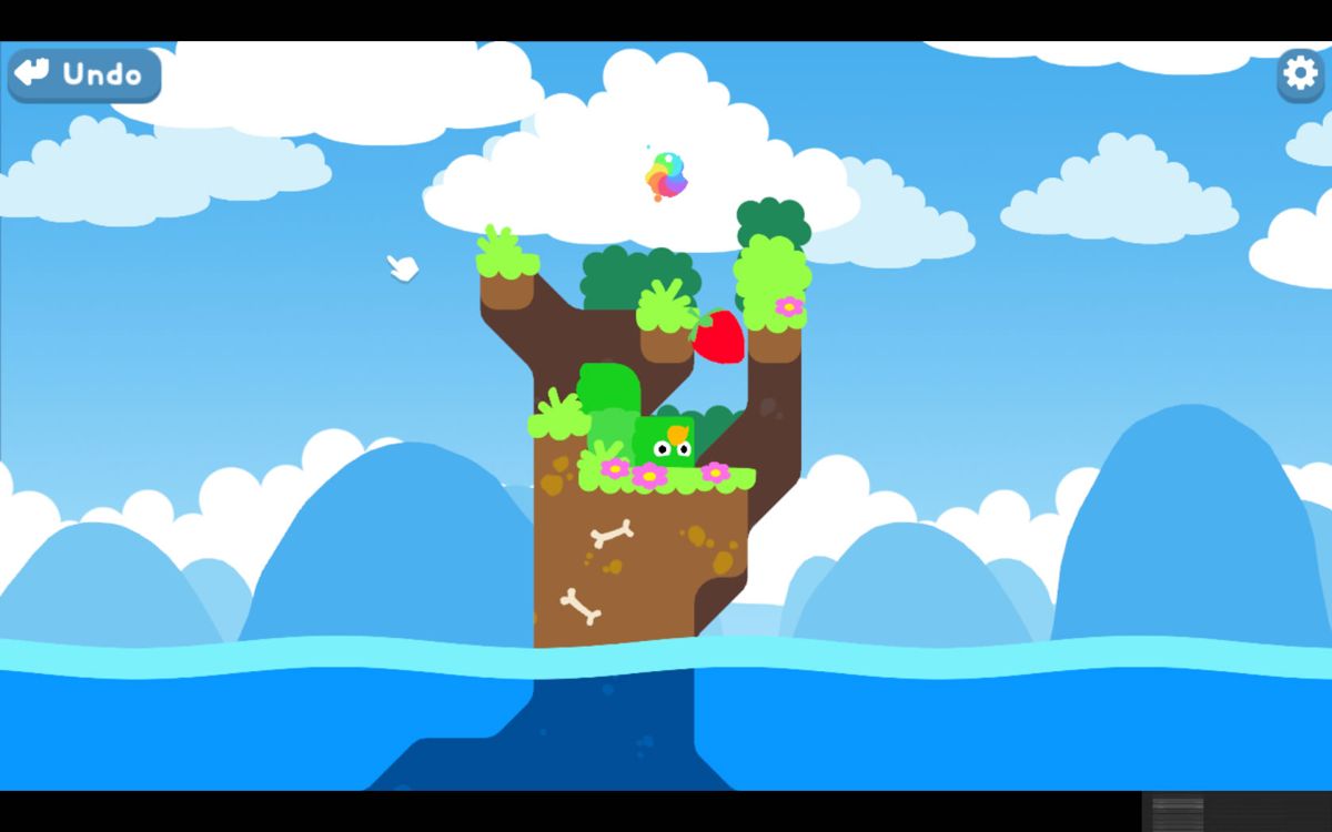 Snakebird (Windows) screenshot: Moving upside down is no problem at all.