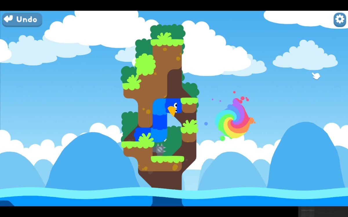 Snakebird (Windows) screenshot: It looks easy to reach the exit now, but it isn't.