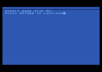 Seastalker (Atari 8-bit) screenshot: Insert game disk #2, Press RETURN to continue
