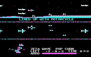 Flightmare (DOS) screenshot: Motorcycles and planes