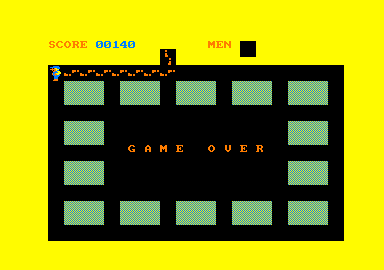 Oh Mummy (Amstrad CPC) screenshot: I lost all my lives. Game over.