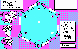 Pub Pool (DOS) screenshot: Starting ball positions of the level 1 (Player 1)