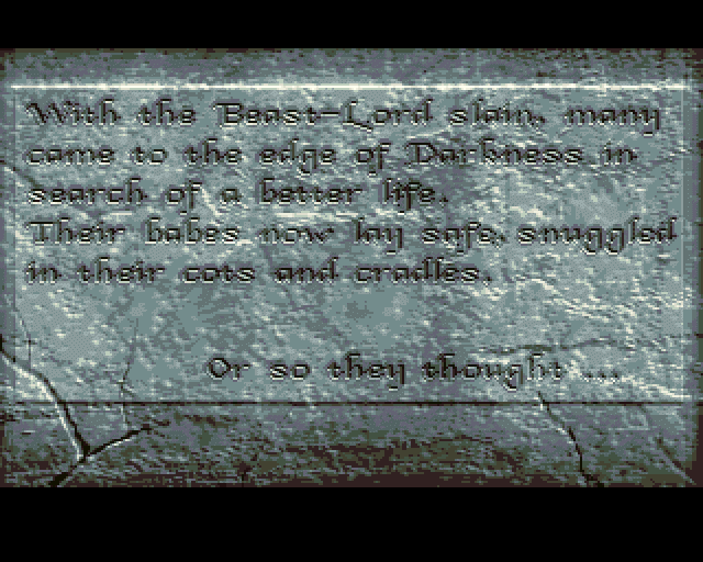 Shadow of the Beast II (Amiga) screenshot: Storyline