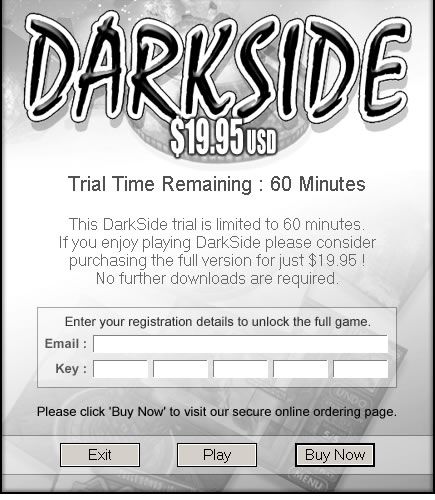 DarkSide (Windows) screenshot: Nag screen