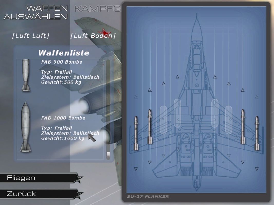 Red Jets (Windows) screenshot: Choose Weapons