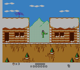 Cliffhanger (NES) screenshot: The jump kick move