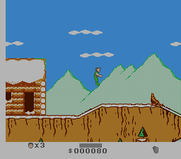 Cliffhanger (NES) screenshot: Wolf encounter