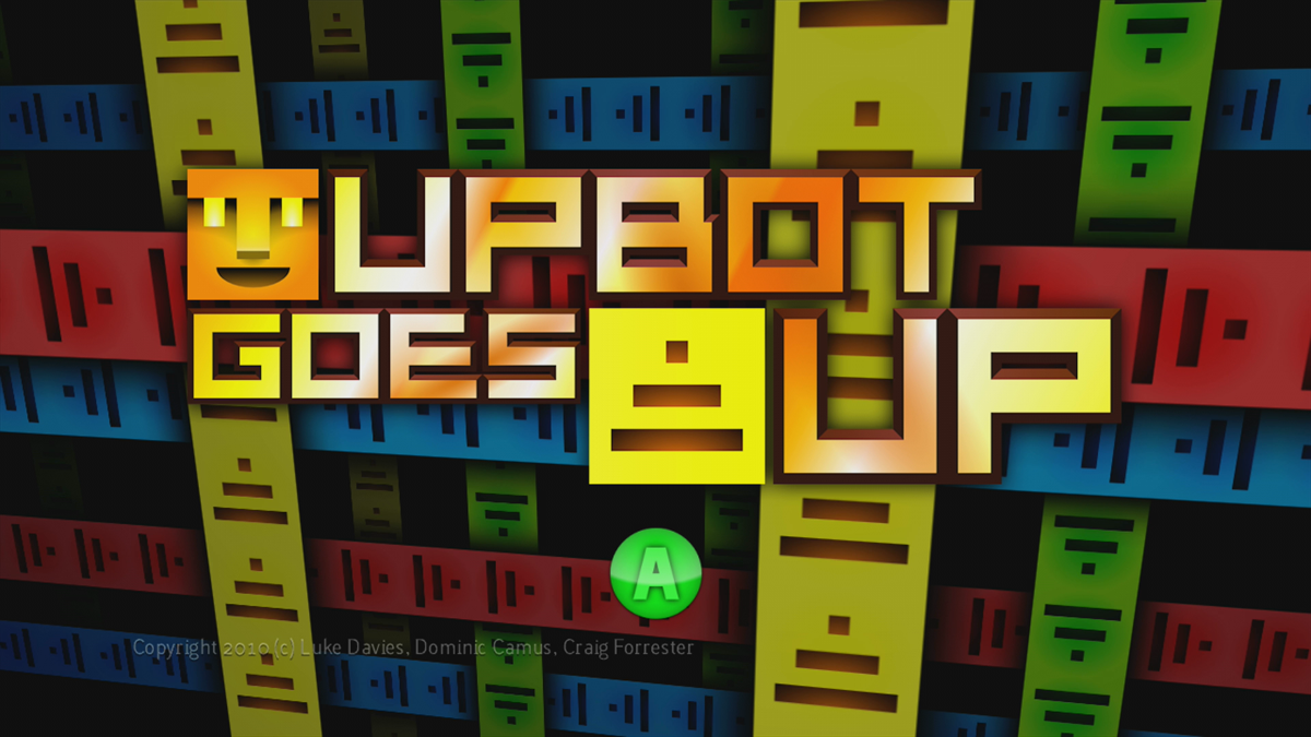 UpBot Goes Up (Xbox 360) screenshot: Title screen (Trial version)