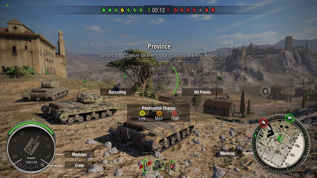 World of Tanks (PlayStation 4) screenshot: Waiting with other players for countdown to reach the zero and start the match