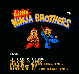 Little Ninja Brothers (NES) screenshot: Title screen