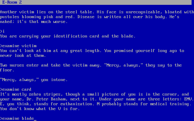 Mercy (DOS) screenshot: A man's work is never done