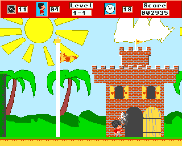 Super Bob Dylan (Amiga) screenshot: Level 1-1: finishing the level