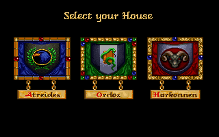 Dune II: The Building of a Dynasty (DOS) screenshot: Choose your house