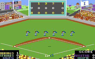 The Slugger (Commodore 64) screenshot: Scoreboard at the end of an inning
