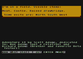 Sorcerer of Claymorgue Castle (Atari 8-bit) screenshot: I want to enter the moat.
